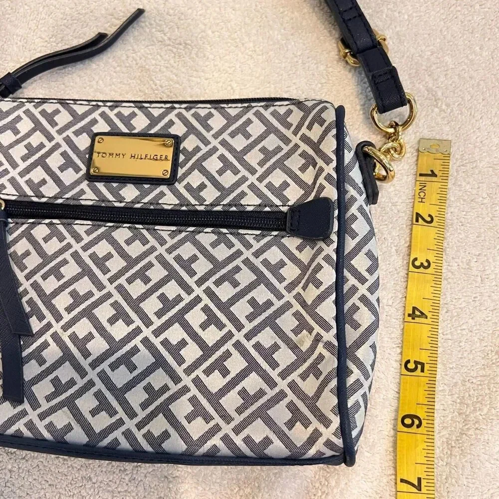 Tommy Hilfiger  Crossbody Sling Bag Womens Navy Jacquard SignatureAdjust Strap - Picture 10 of 12